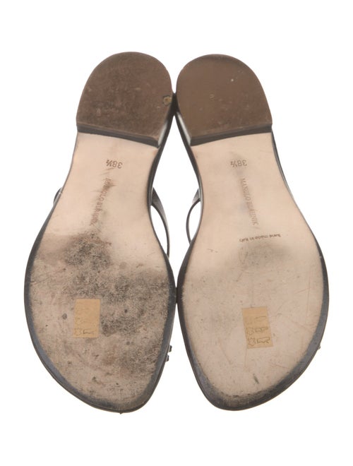 Manolo Blahnik Leather Bow Accents Slides