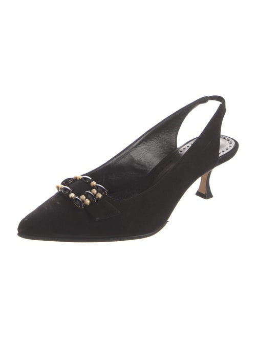 Manolo Blahnik Canvas Slingback Pumps
