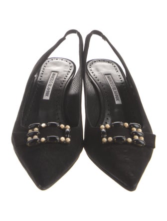 Manolo Blahnik Canvas Slingback Pumps