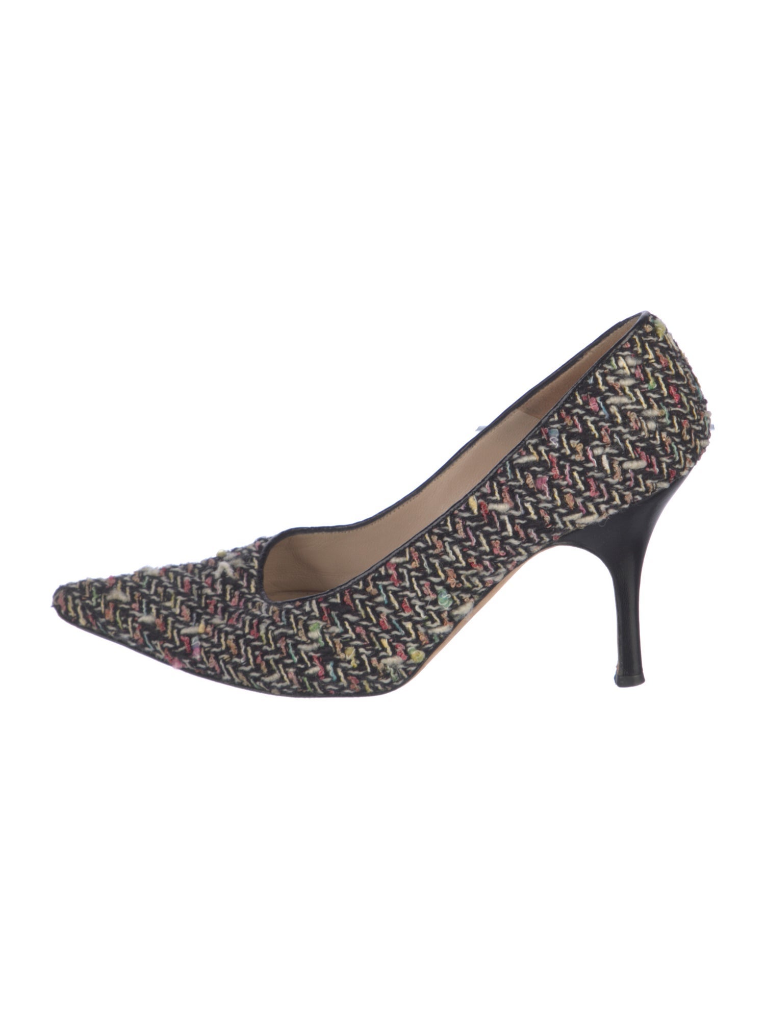 Manolo Blahnik Wool Tweed Pattern Pumps