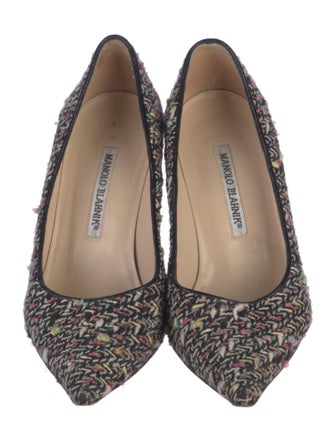 Manolo Blahnik Wool Tweed Pattern Pumps