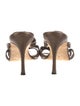 Manolo Blahnik Leather Crystal Embellishments Slides
