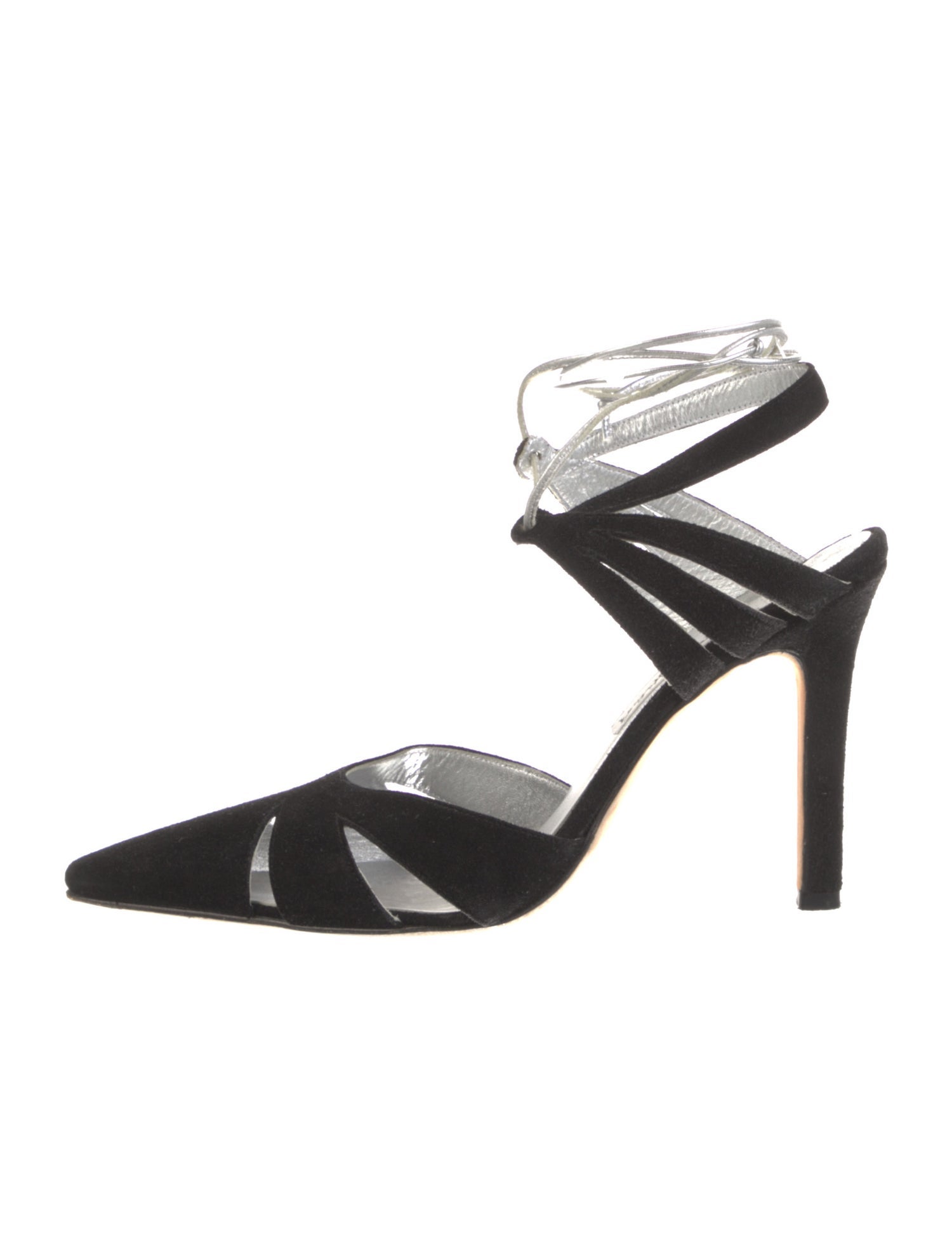 Manolo Blahnik Suede Cutout Accent Slingback Pumps