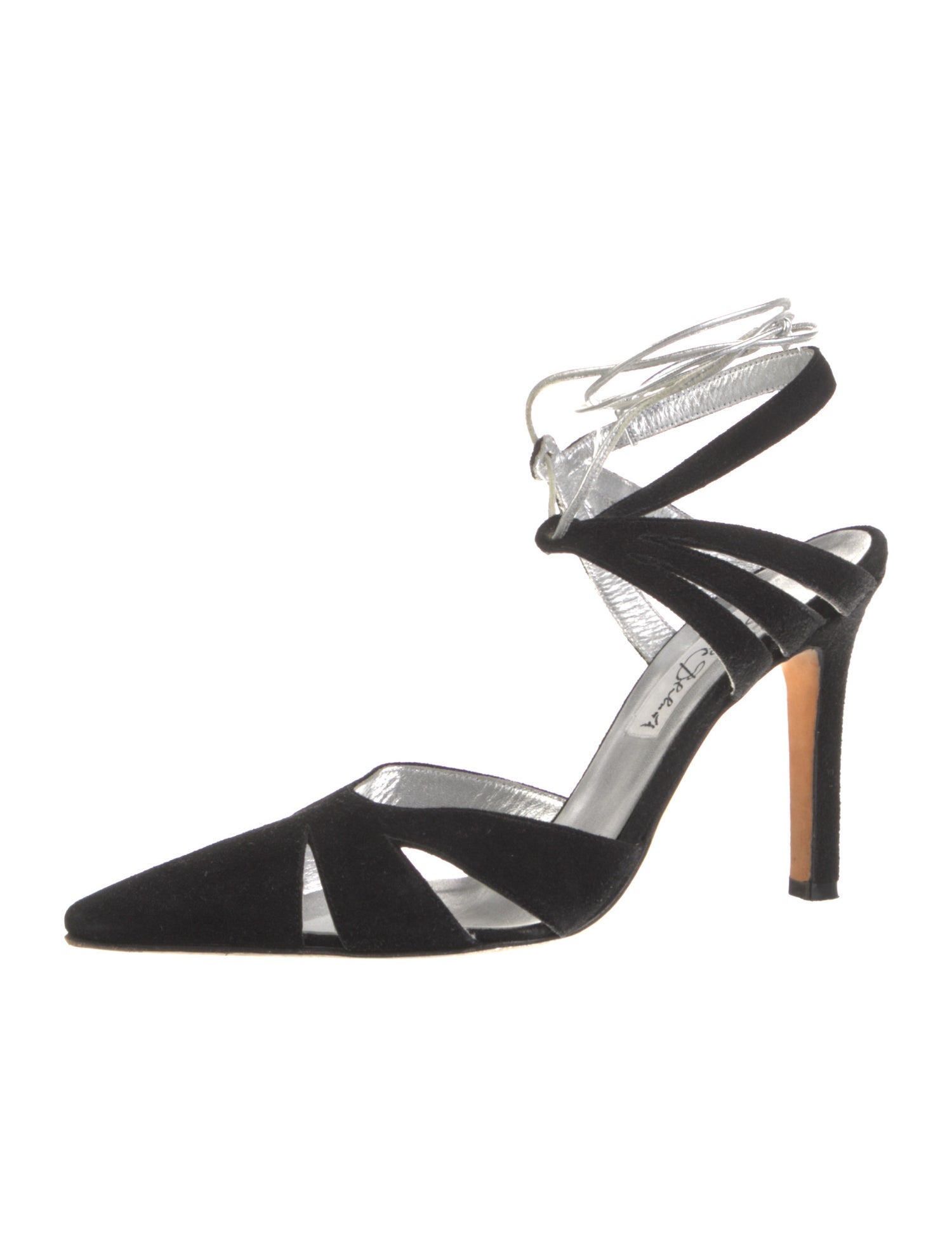 Manolo Blahnik Suede Cutout Accent Slingback Pumps