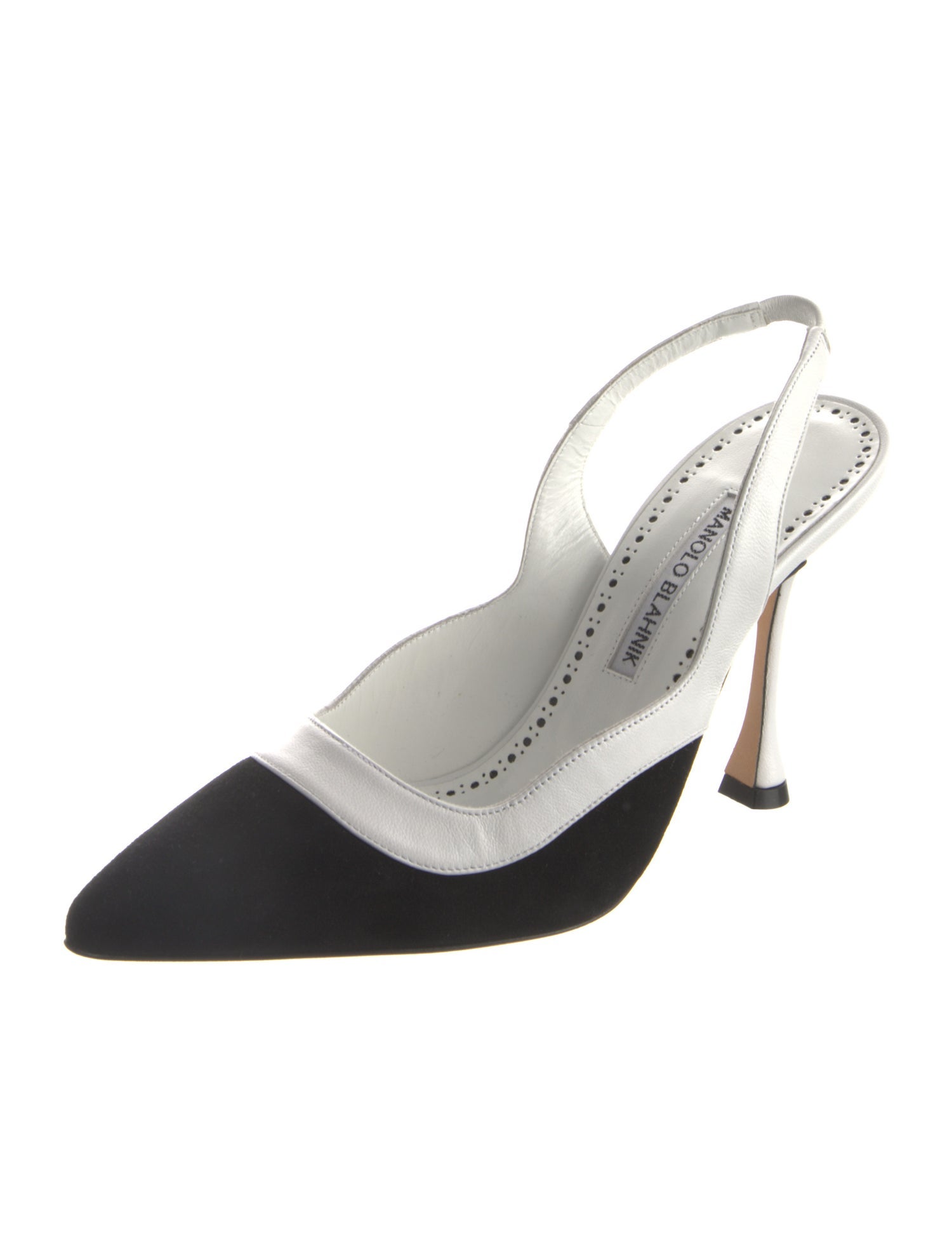 Manolo Blahnik Satin Colorblock Pattern Slingback Pumps