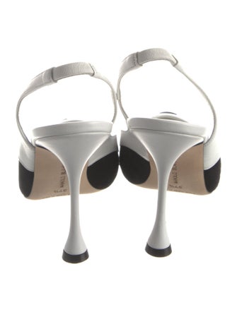 Manolo Blahnik Satin Colorblock Pattern Slingback Pumps