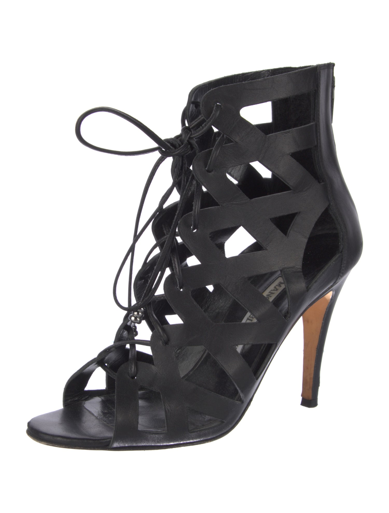 Manolo Blahnik Leather Bow Accents Sandals