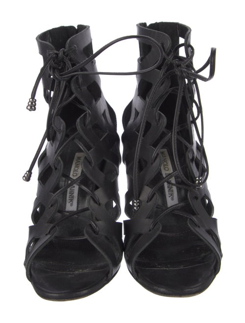 Manolo Blahnik Leather Bow Accents Sandals