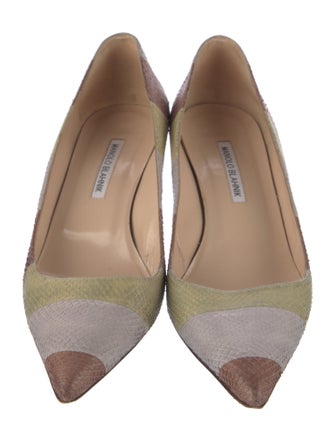 Manolo Blahnik Snakeskin Striped Pumps