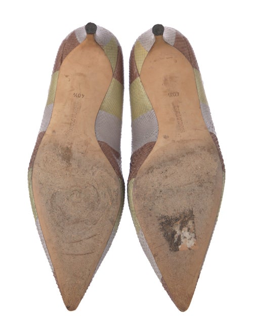 Manolo Blahnik Snakeskin Striped Pumps
