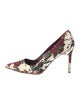 Manolo Blahnik Satin Floral Print Pumps