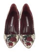 Manolo Blahnik Satin Floral Print Pumps