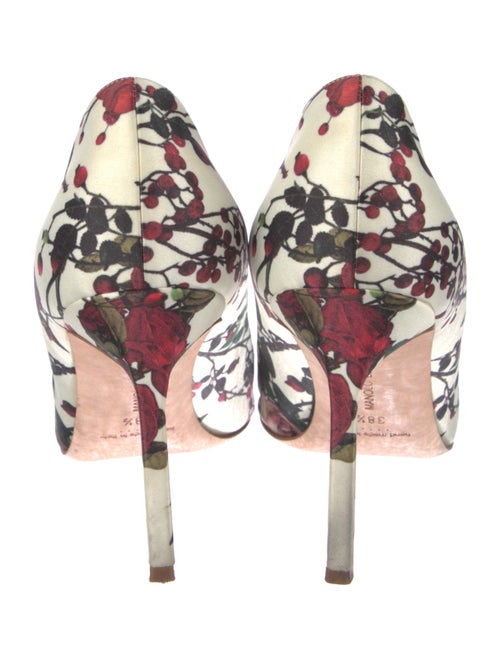 Manolo Blahnik Satin Floral Print Pumps