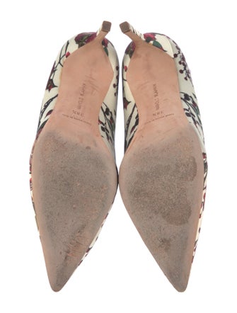 Manolo Blahnik Satin Floral Print Pumps