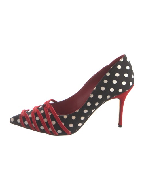 Manolo Blahnik Satin Polka Dot Print Pumps