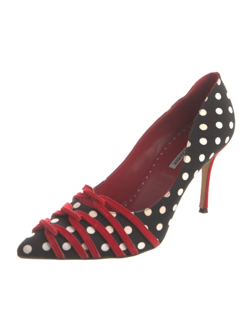 Manolo Blahnik Satin Polka Dot Print Pumps
