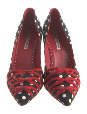 Manolo Blahnik Satin Polka Dot Print Pumps