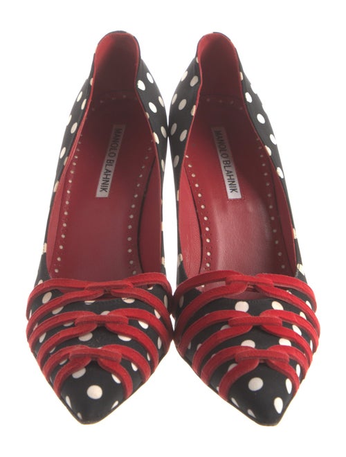 Manolo Blahnik Satin Polka Dot Print Pumps