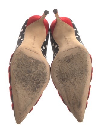 Manolo Blahnik Satin Polka Dot Print Pumps