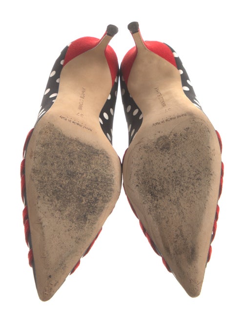 Manolo Blahnik Satin Polka Dot Print Pumps