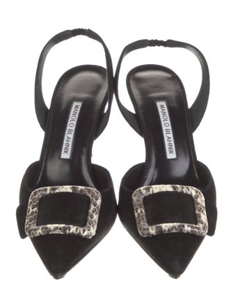 Manolo Blahnik Gibsli Maysli Suede Slingback Pumps