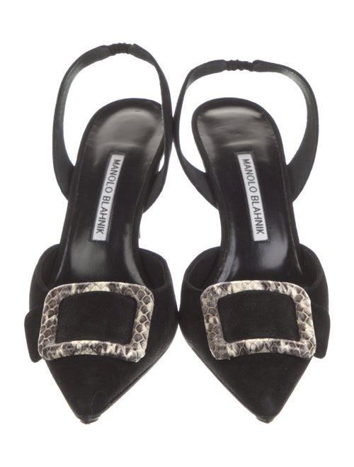 Manolo Blahnik Gibsli Maysli Suede Slingback Pumps