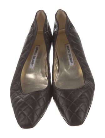 Manolo Blahnik Quilted Pattern Leather Ballet Flats