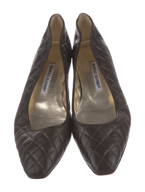 Manolo Blahnik Quilted Pattern Leather Ballet Flats