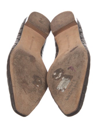 Manolo Blahnik Quilted Pattern Leather Ballet Flats