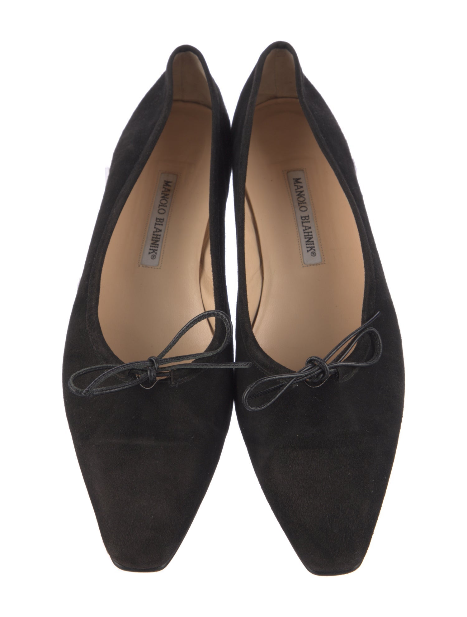 Manolo Blahnik Suede Bow Accents Ballet Flats