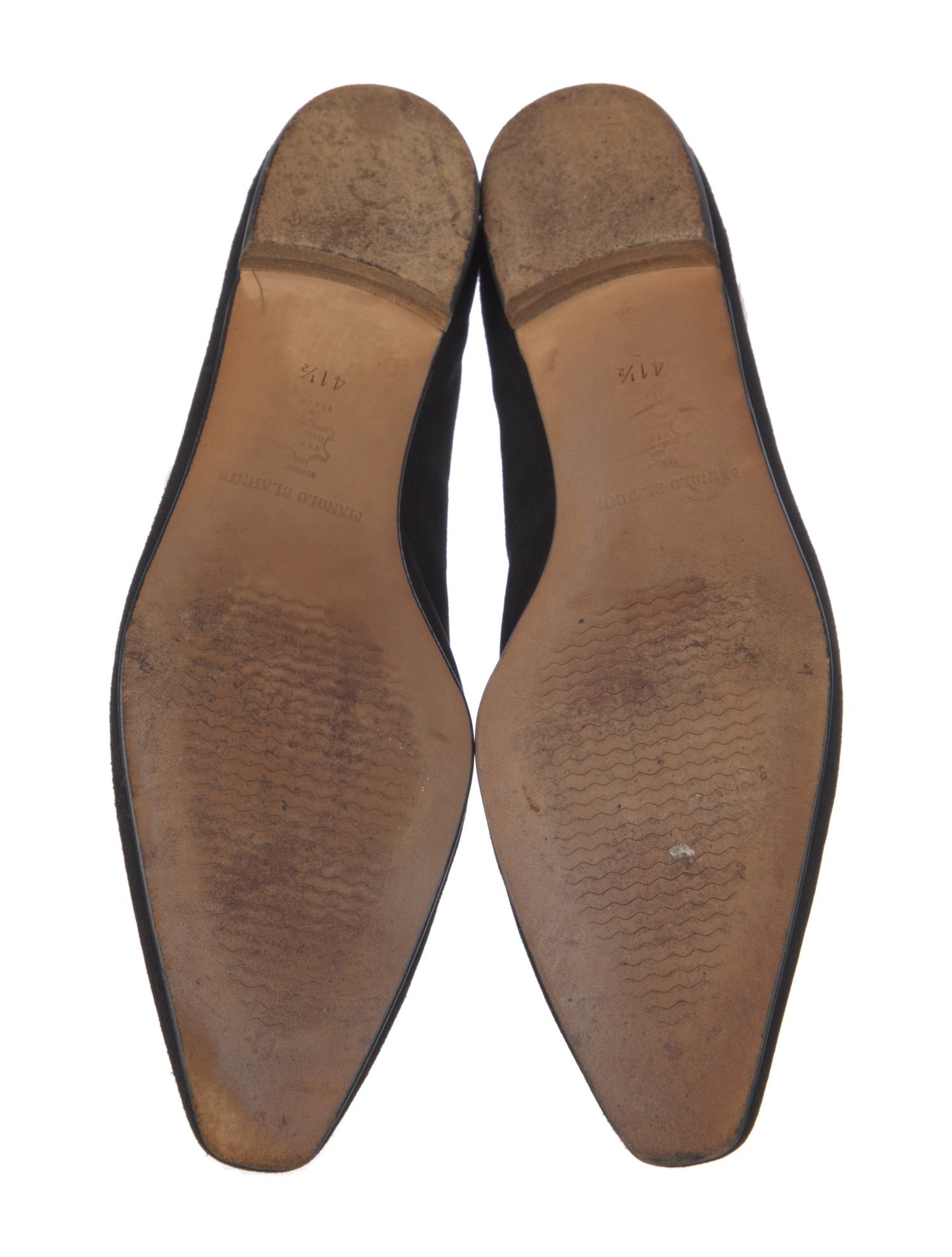 Manolo Blahnik Suede Bow Accents Ballet Flats