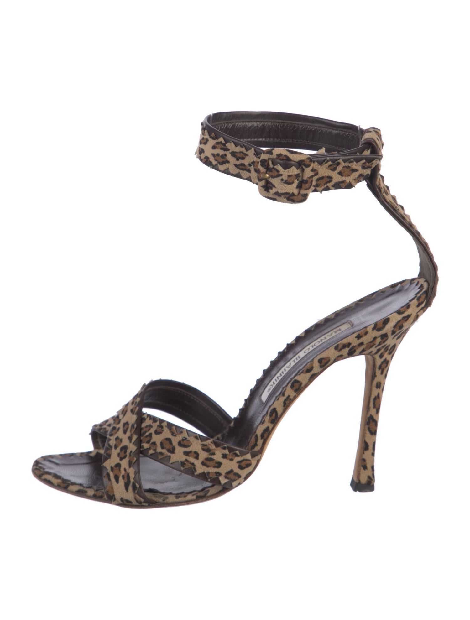 Manolo Blahnik Suede Animal Print Sandals