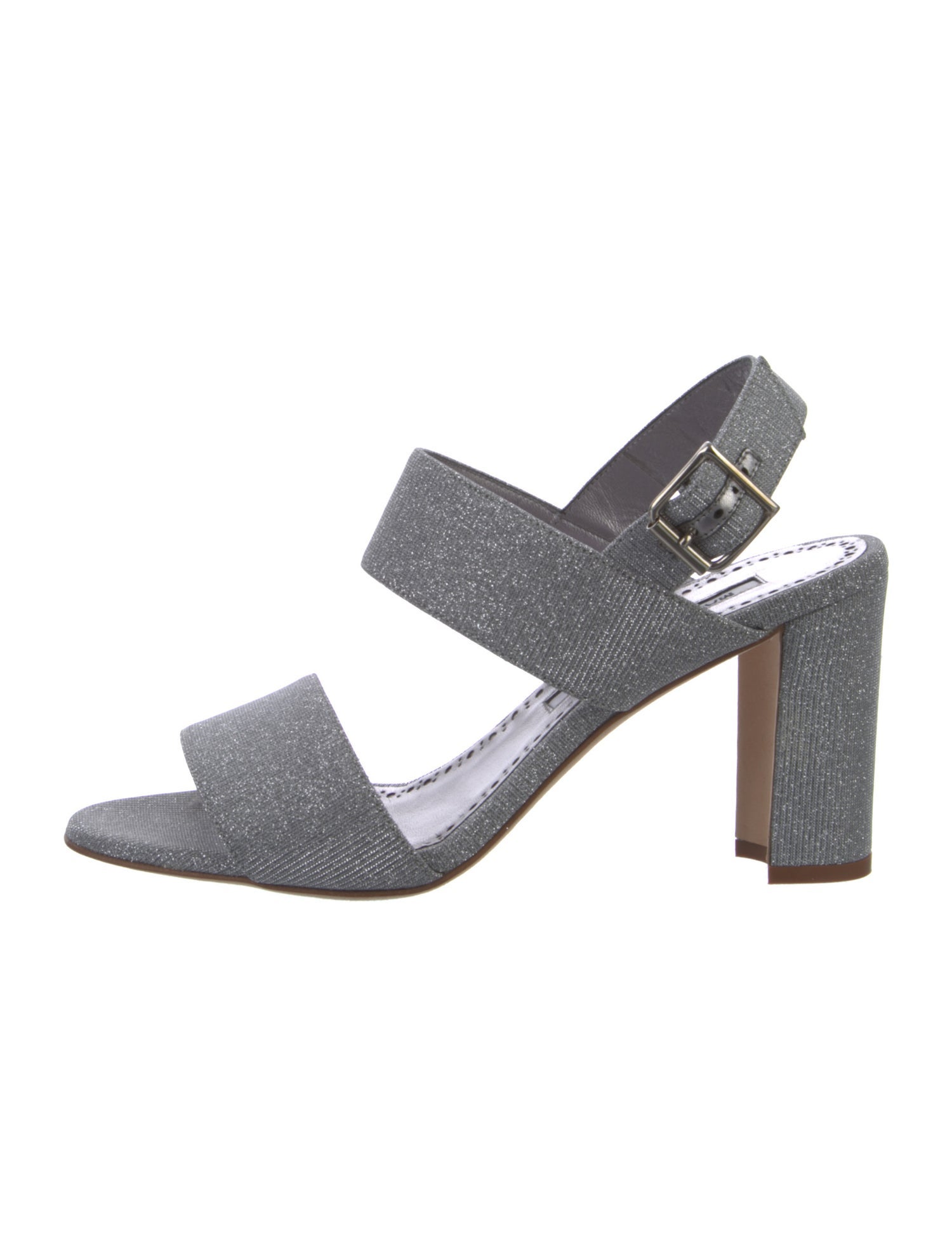 Manolo Blahnik Khan Glitter Accents Slingback Sandals