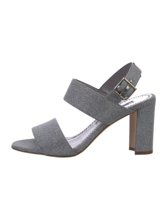 Manolo Blahnik Khan Glitter Accents Slingback Sandals