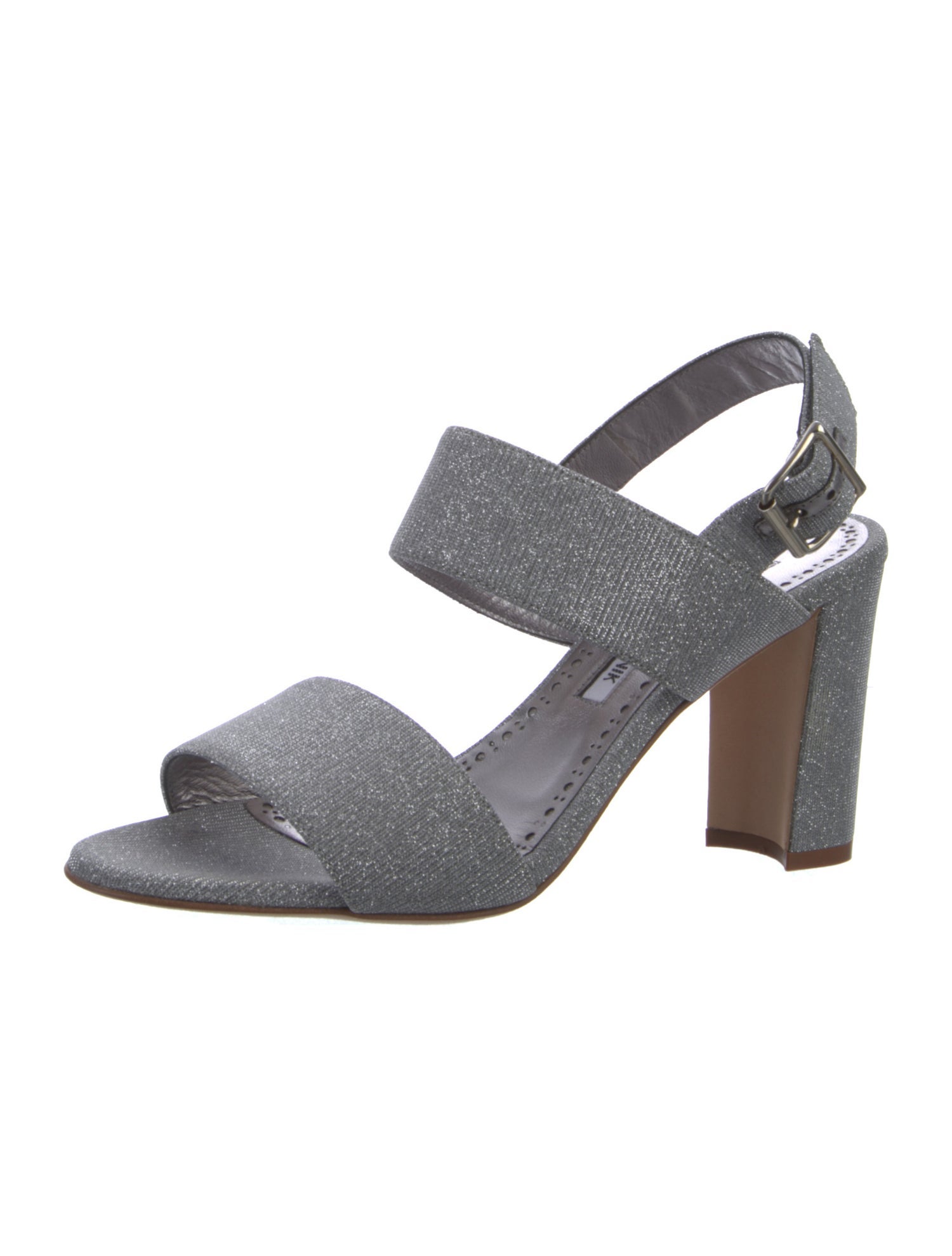 Manolo Blahnik Khan Glitter Accents Slingback Sandals