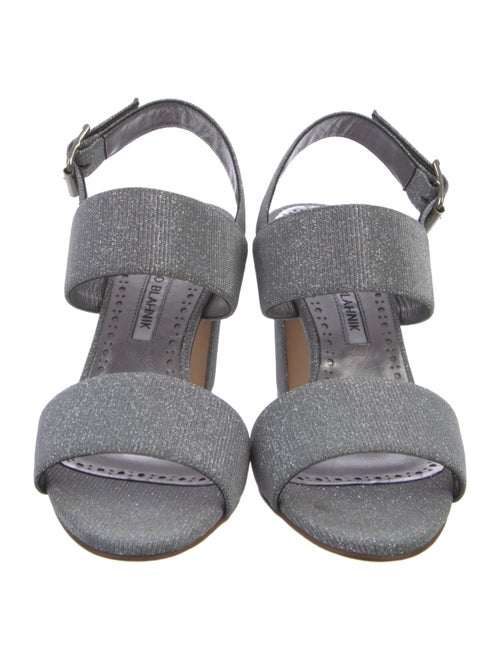 Manolo Blahnik Khan Glitter Accents Slingback Sandals