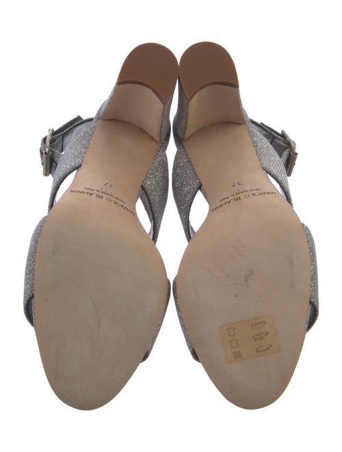 Manolo Blahnik Khan Glitter Accents Slingback Sandals