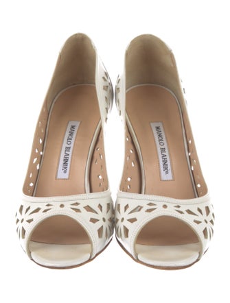 Manolo Blahnik Leather Lasercut Accents Sandals