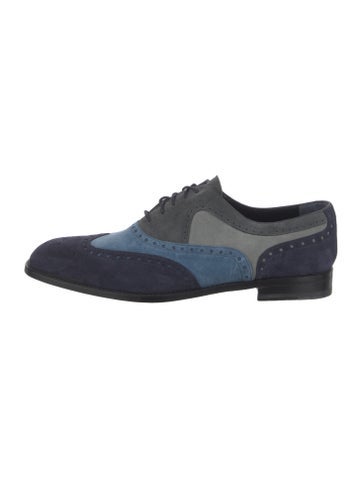MANOLO BLAHNIK Oxfords Suede Colorblock Pattern Spectators UK 10.5 | 11.5