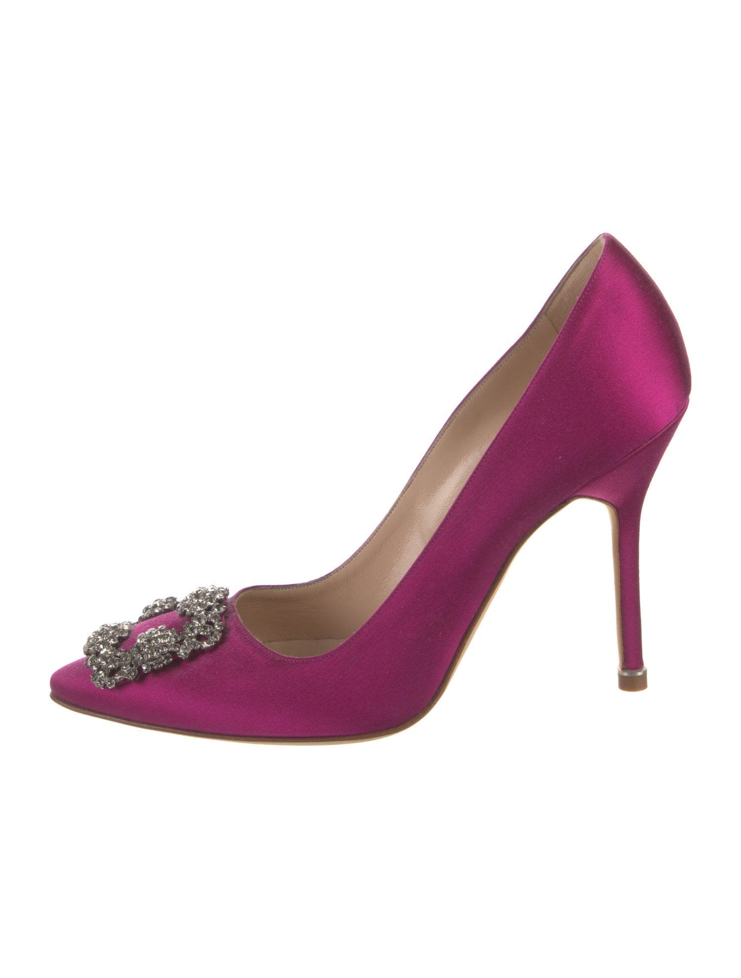 Manolo Blahnik Satin Crystal Embellishments Pumps