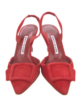 Manolo Blahnik Maysli Suede Slingback Pumps