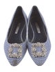 Manolo Blahnik Plaid Print Crystal Embellishments Flats