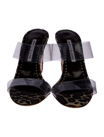 Manolo Blahnik Animal Print Slides