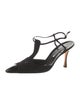 Manolo Blahnik Suede Cutout Accent T-Strap Pumps
