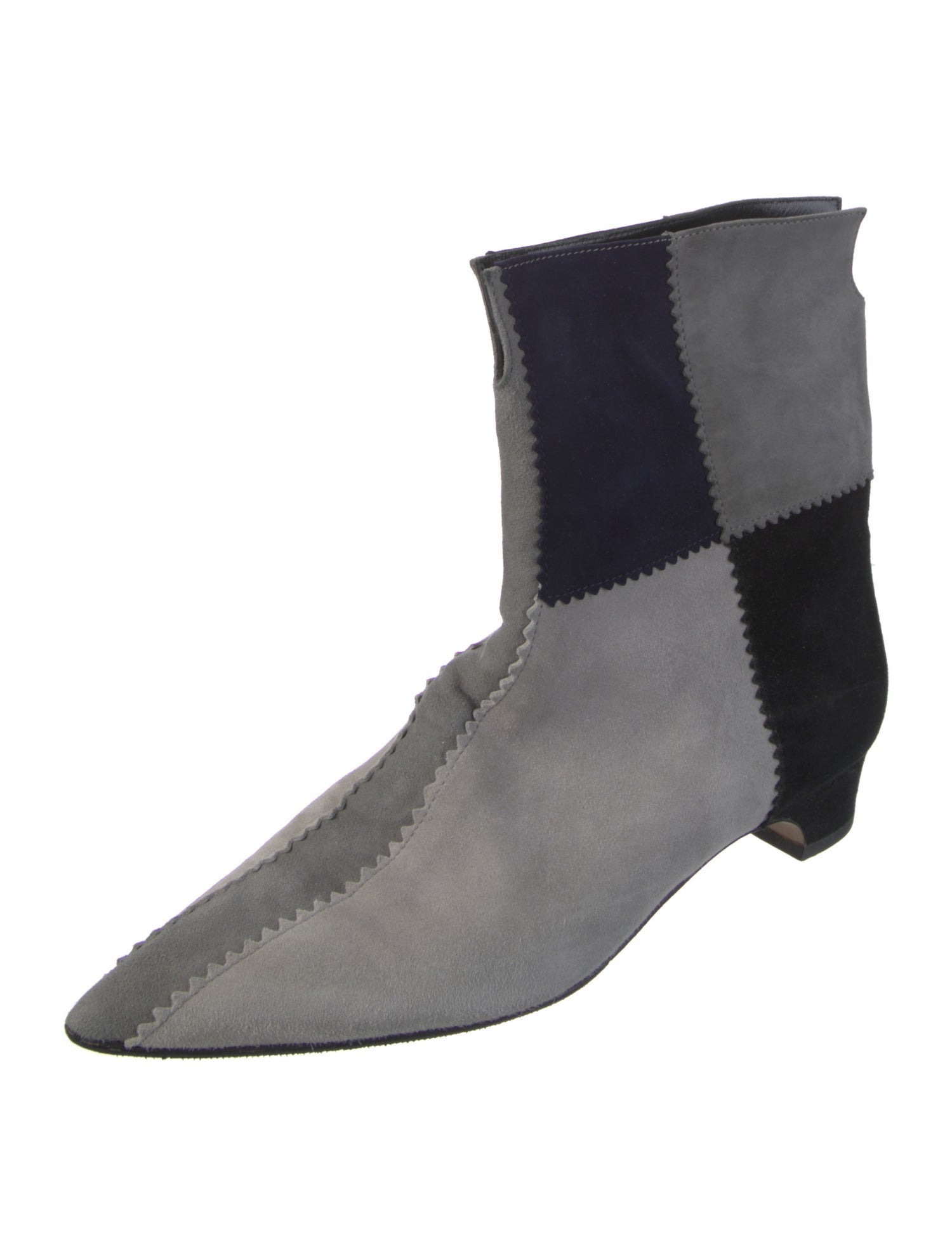 Manolo Blahnik Suede Colorblock Pattern Boots