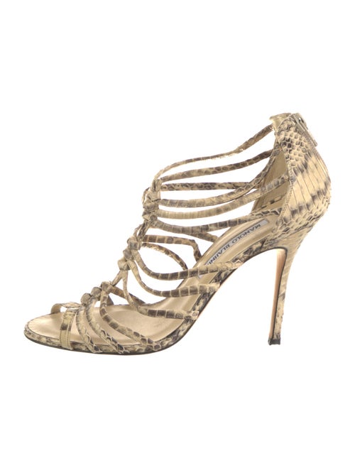 Manolo Blahnik Python Animal Print Sandals