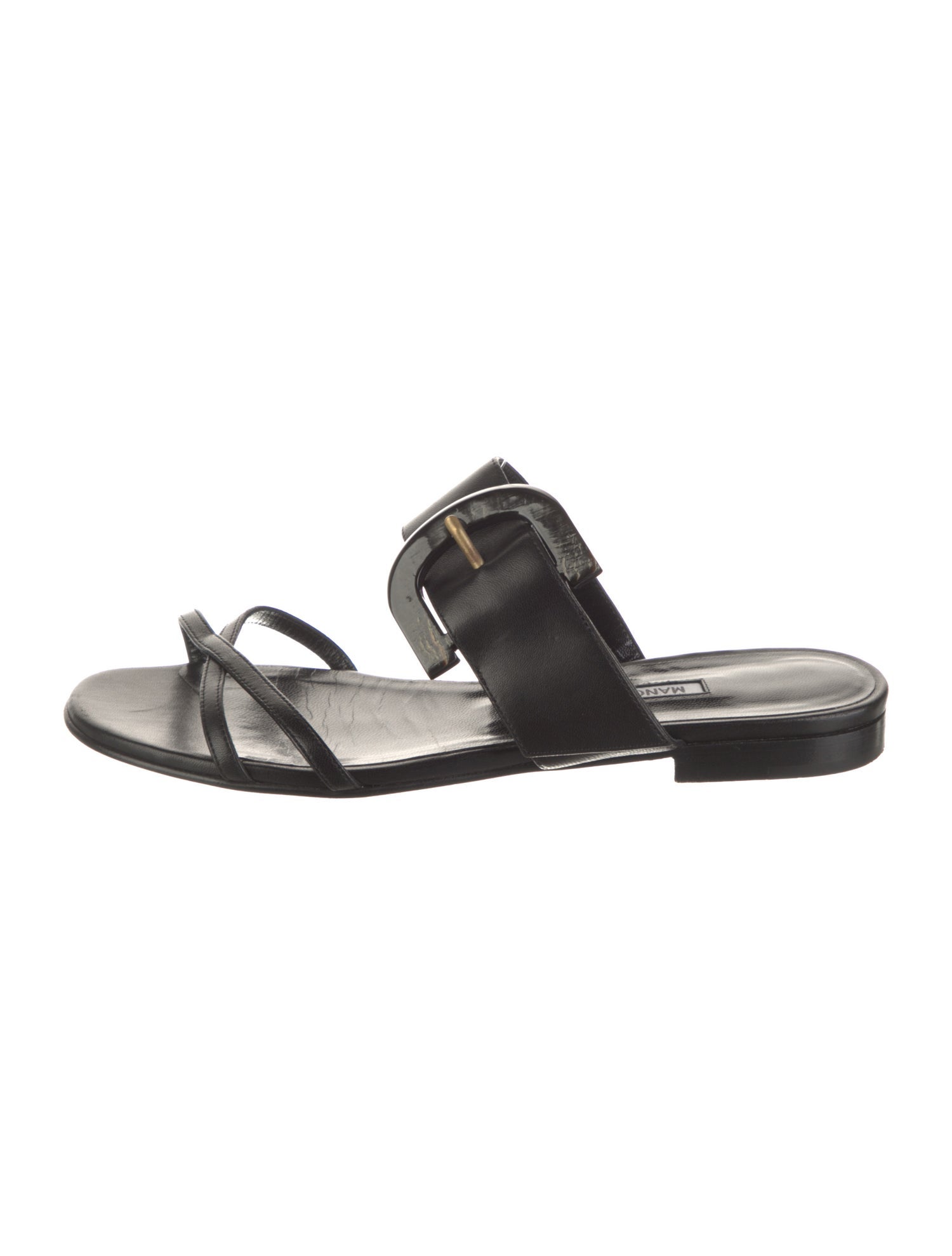 Manolo Blahnik Thalusa Susa Leather Slides