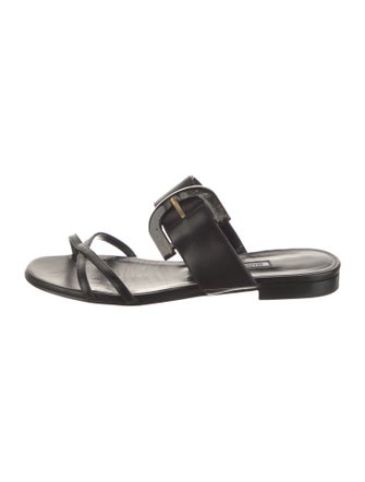 Manolo Blahnik Thalusa Susa Leather Slides