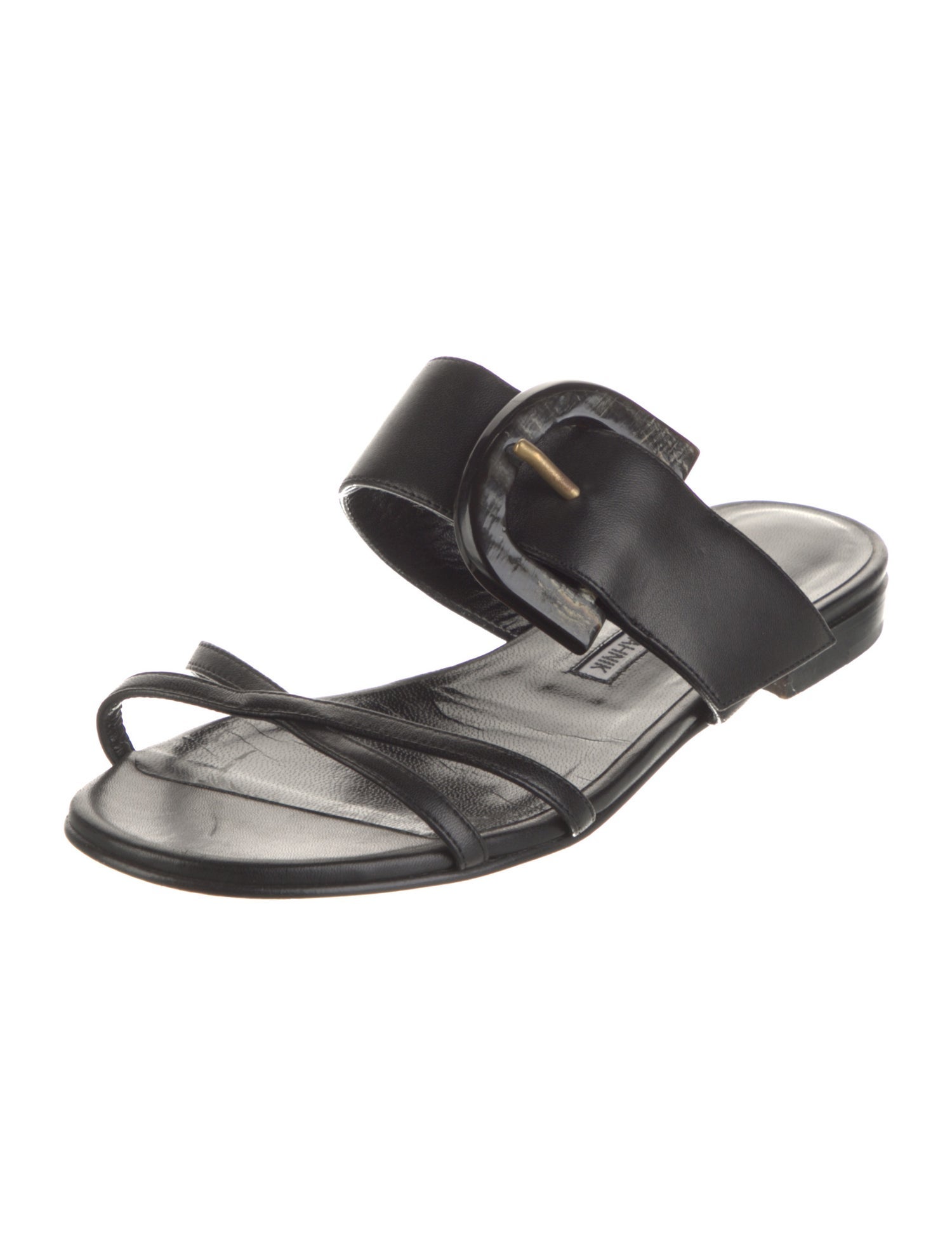 Manolo Blahnik Thalusa Susa Leather Slides