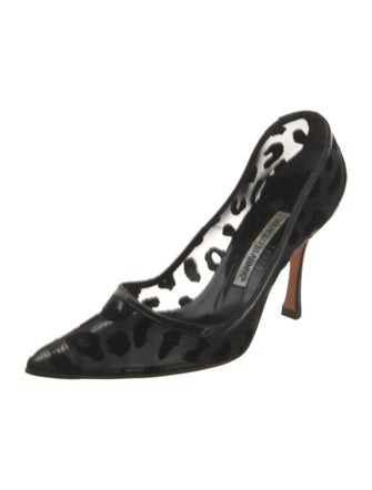 Manolo Blahnik Mesh Lace Pattern Pumps